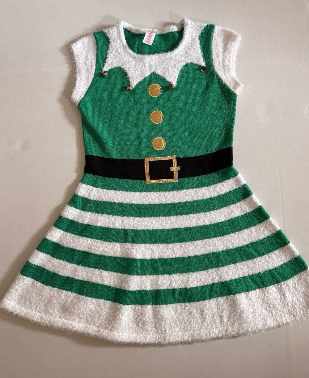 HOLIDAY TIME Green Fuzzy Elf Dress Size M 8 - 10 (Bx 24)